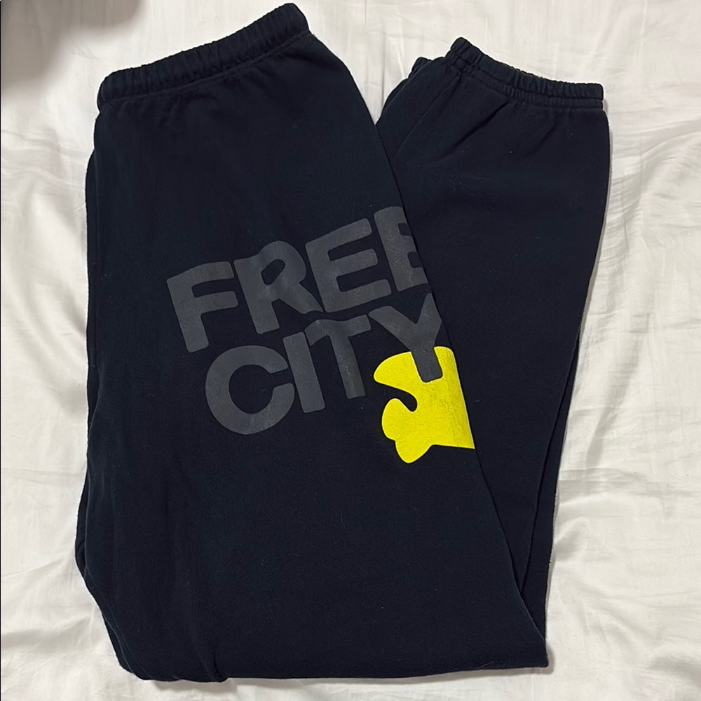 Freecity Black Joggers with Yellow Accent